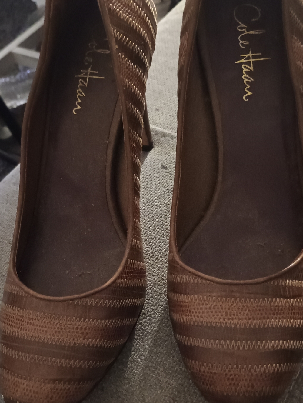 Cole Haan Brown Zigzag-Stitch High Heel Pumps (282) 8B